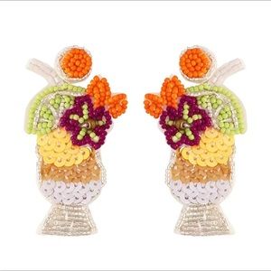 Beaded cocktail glass earrings